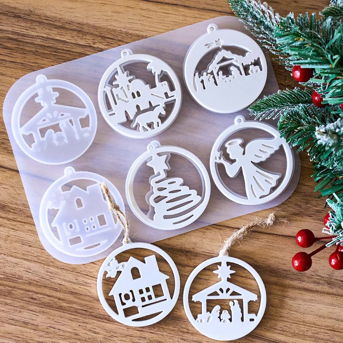 Eid Mubarak Ornamento Jie Bautismo Stampo in silicone Stampi artigianali in resina per gesso fai-da-te Strumenti portachiavi con ciondolo a forma di palla cava fatta a mano