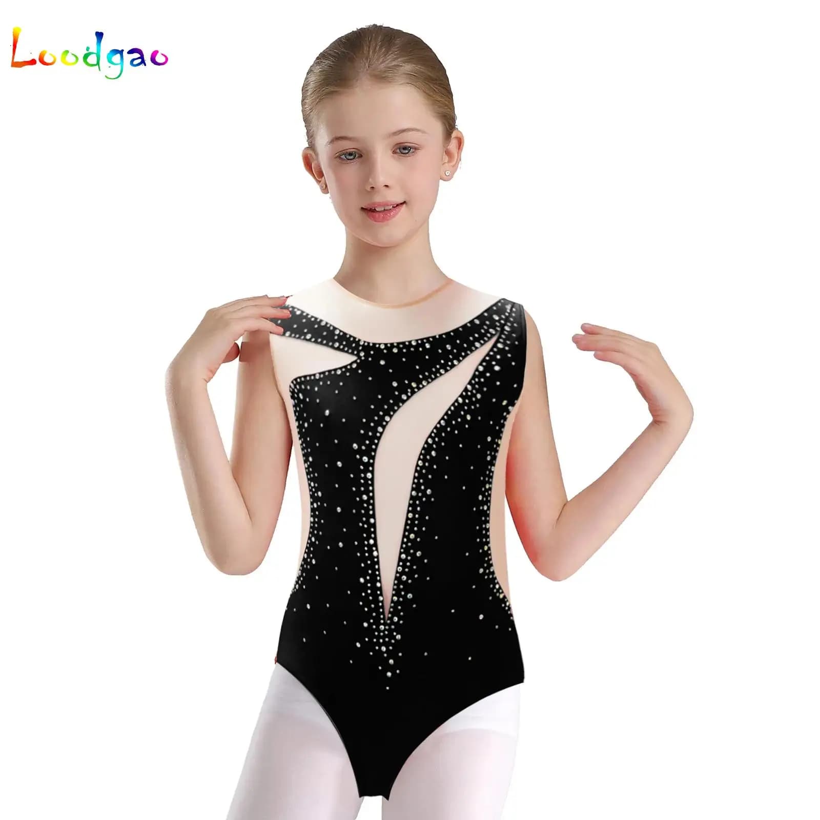 Maglia da ginnastica per bambini Balletto Danza Body per ragazze Lucido senza maniche Acrobazie Pattinaggio di figura Body Allenamento per bambini Abiti da yoga