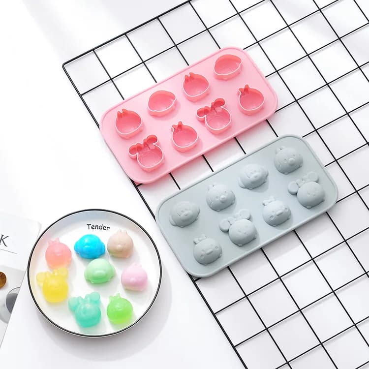 Stampo in silicone semi-tridimensionale per cioccolatini, caramelle e ghiaccio, con design a cartone animato, per creazioni fai-da-te con resina epossidica.