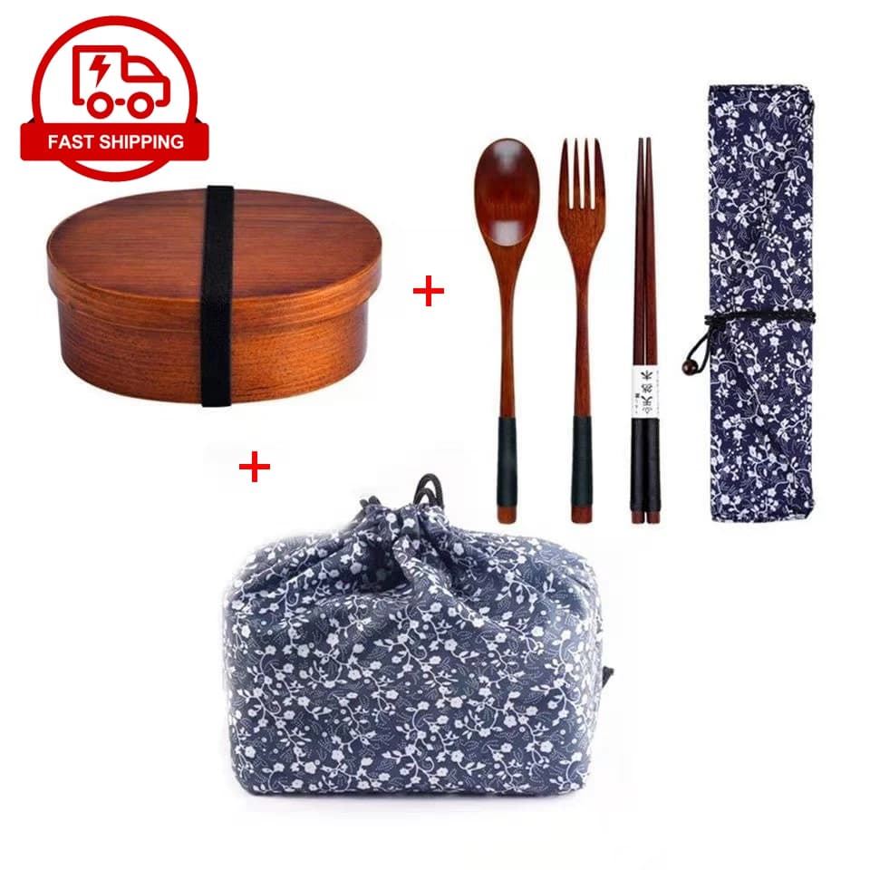 Contenitore per il pranzo in legno in stile giapponese Bento Box Contenitore per alimenti per sushi portatile a strato singolo per set di stoviglie per impiegati per studenti