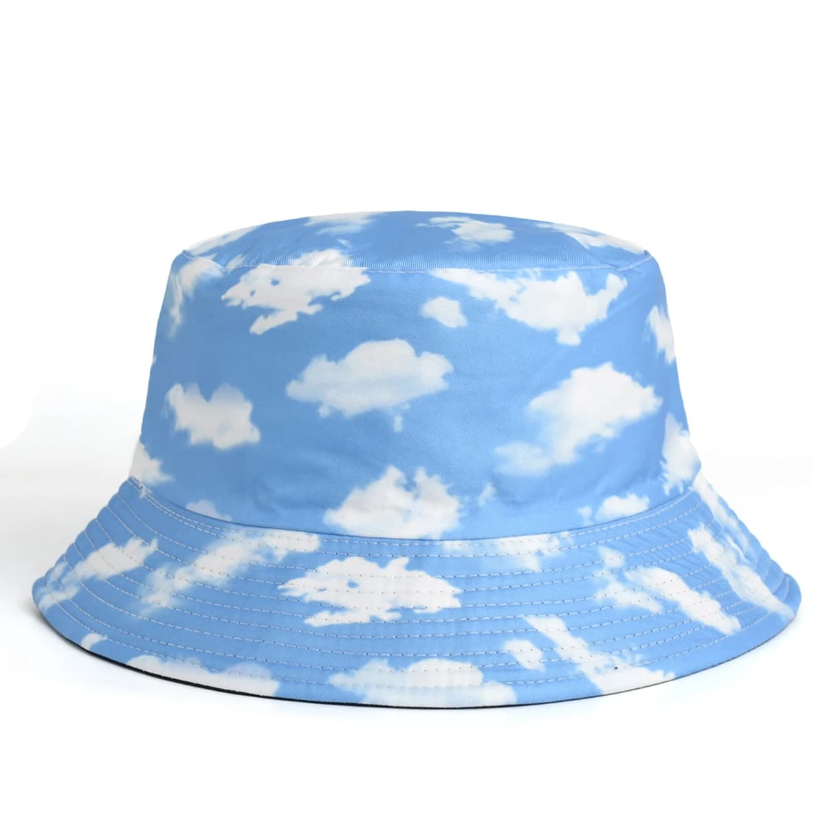 Blue Sky And White Clouds Print Bucket Hat Fisherman Hat Outdoor Travel Sun Cap For Men And Women 05