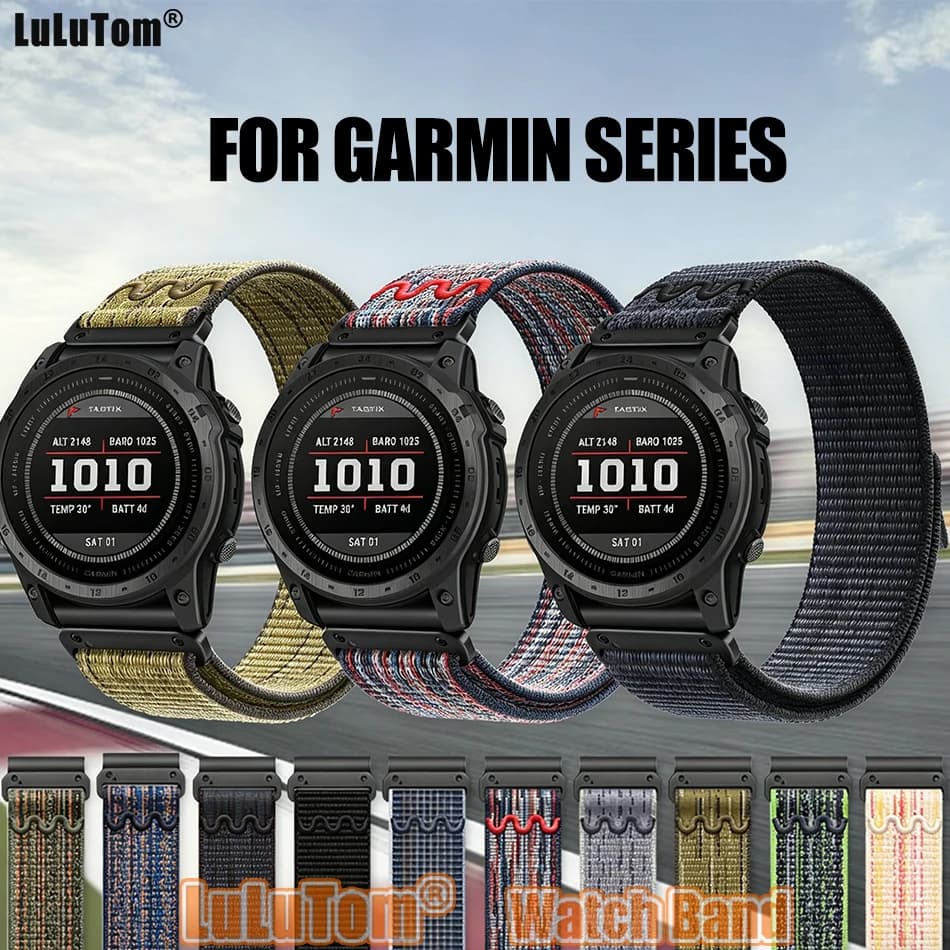 Cinturino Sportivo in Nylon Intrecciato con Velcro per Orologi Garmin Fenix 8 7X Pro 6X Enduro 3, Tactix 7Pro, Instinct 2X 22/26mm