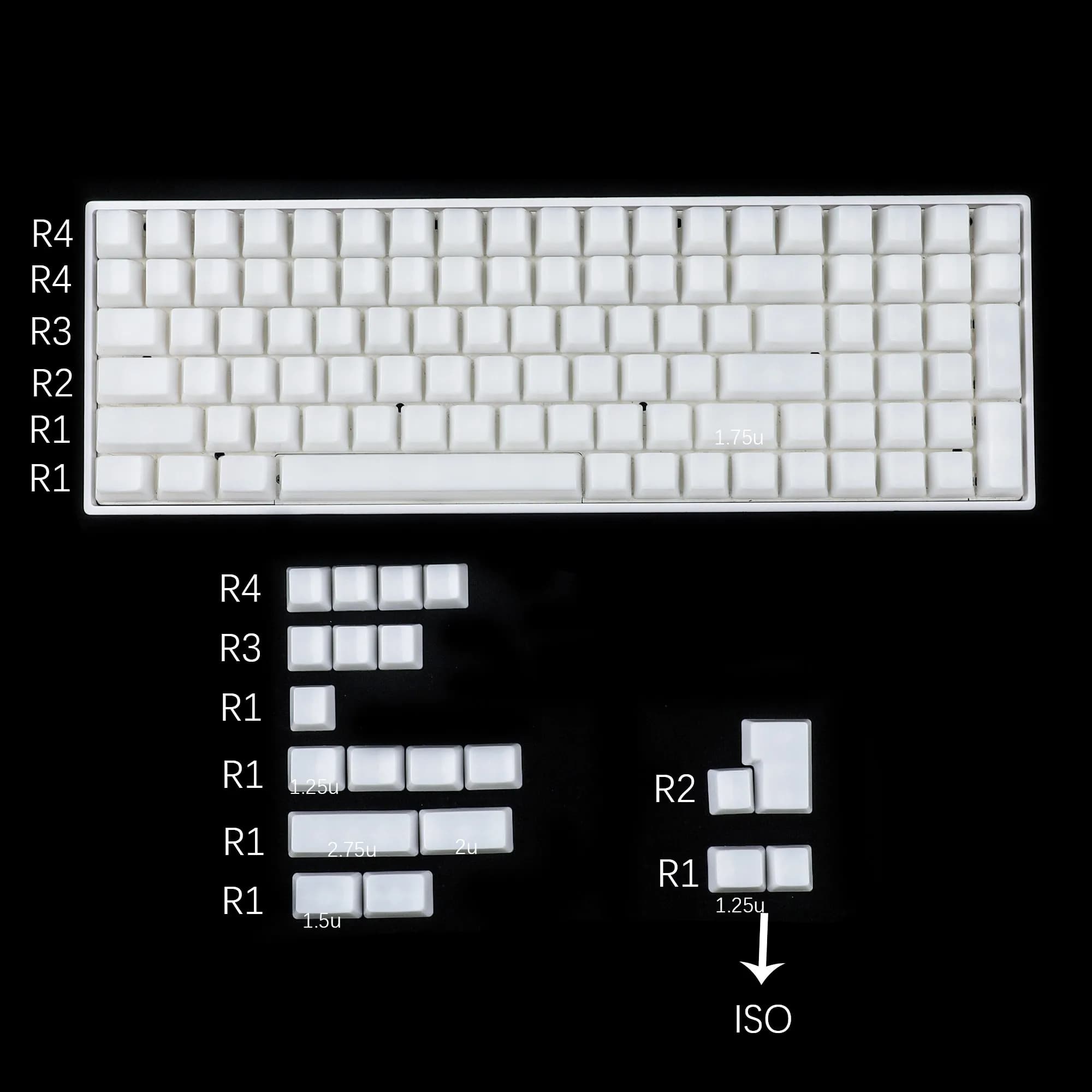 120 tasti ABS ANSI ISO 1.5mm Blank Milk Fog profilo OEM Shine Through Keycap per tastiera meccanica MX RGB GK61 96 84 68 108 87