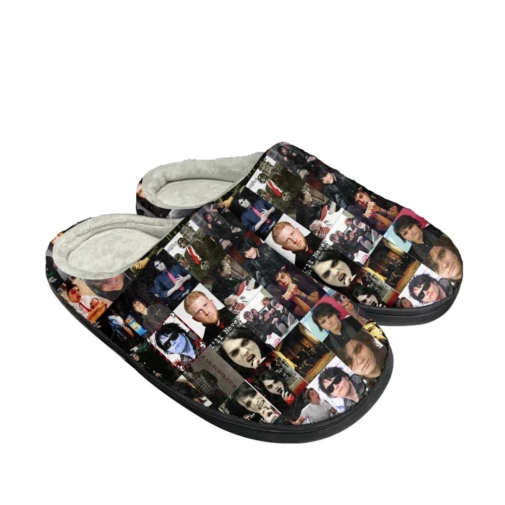 Pantofole personalizzate in cotone My Chemical Romance, pantofole da uomo, da donna, per adolescenti, in peluche, casual, per mantenere il calore, pantofole termiche e confortevoli