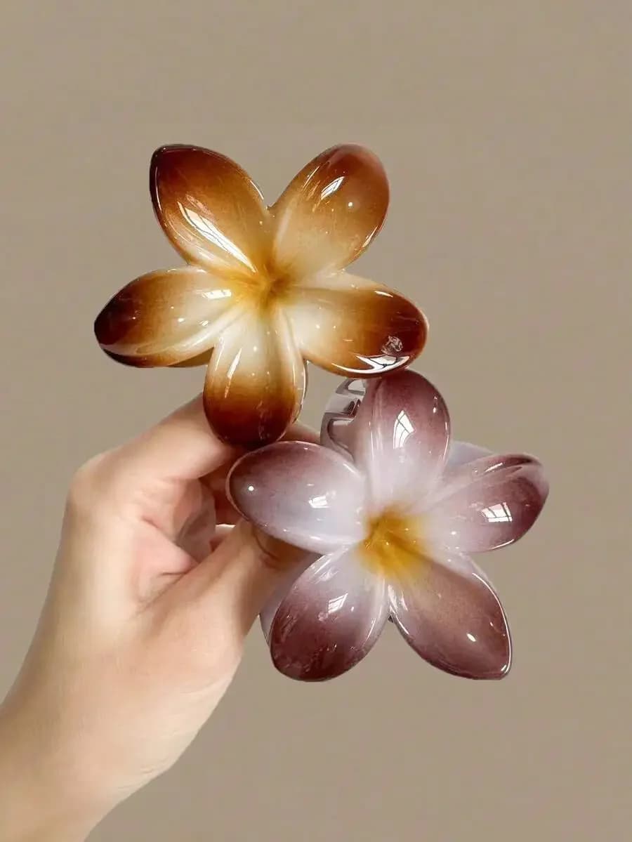 2 fermagli per capelli in plastica floreale da donna per l'uso quotidiano, casual, per feste, vacanze al mare
