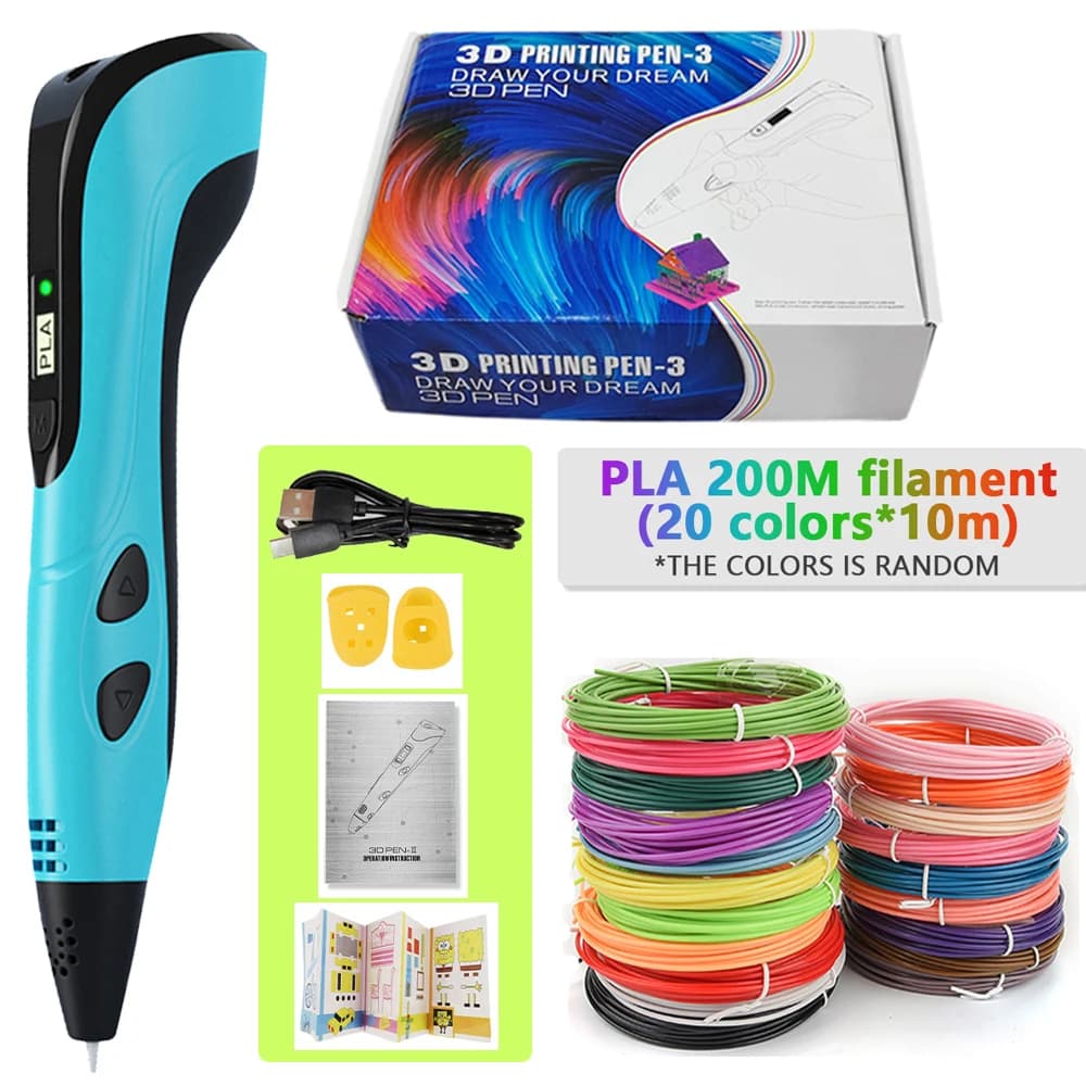 3d Pen for Kids Creative Toy 3D Printing Pen DIY Type-C Rechargeable 3D pen set with 200M PLA filament for children's gift