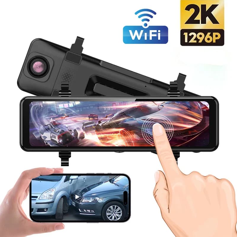 Carlover DVR Dash Camera Specchietto retrovisore 1 Canali con Wifi Videoregistratore anteriore e cabina scatola nera per auto