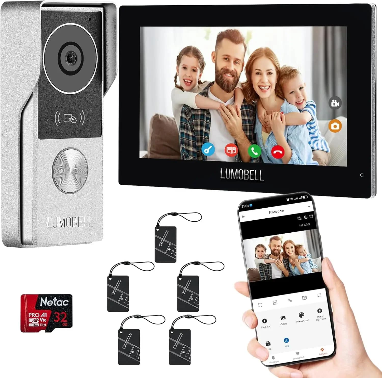 Videocitofono Cablato con Telecamera, Monitor Interno, Sistema Intercom, Display Touchscreen, Visione Notturna, Grandangolo, Comunicazione Bidirezionale, Sblocco Remoto