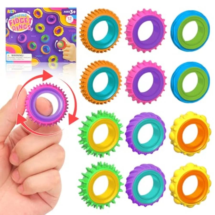 Quality Assurance Fidget Toys Sensory Rings for:2 Pack Finger Spinner Rings - Texture Stress Toys for Autism Calming - Fun Fidg