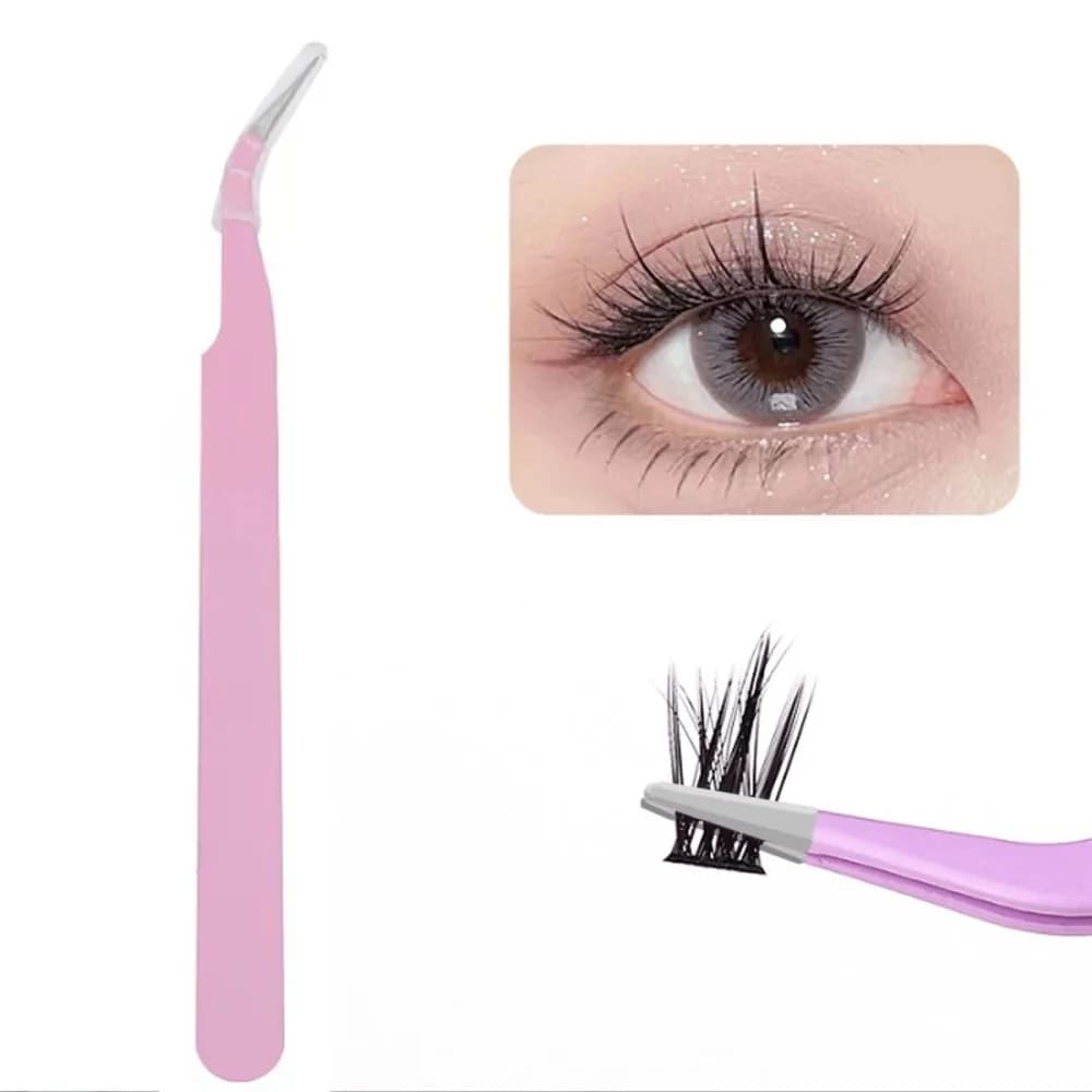1Pcs Precision Lash Tweezers Pink Eyelash Curler Set Professional Eyelash Extension Tools Lash Application Sticker Makeup Tool