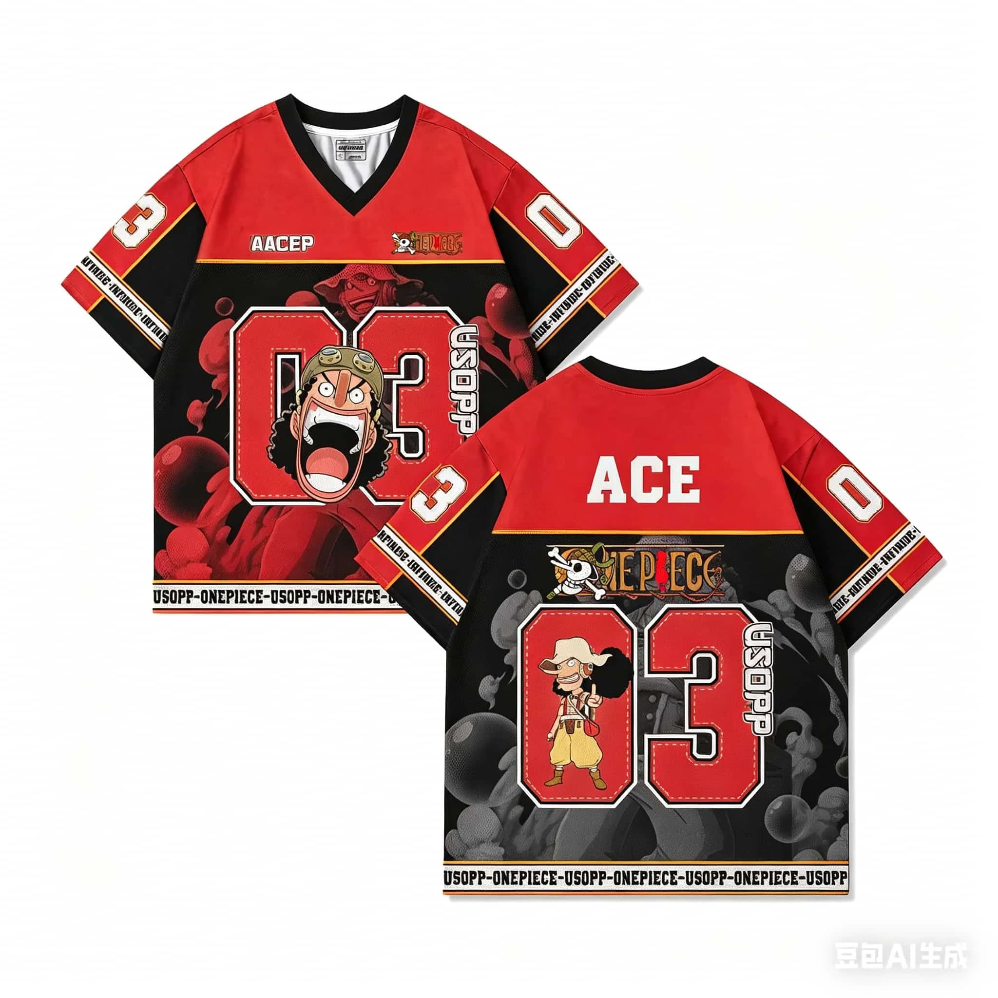 Maglia da baseball con scollo a V One Piece Usopp 03, T-shirt 3D ad asciugatura rapida per uomo, donna, bambino, fan di anime, estiva, per sport all'aperto, streetwear