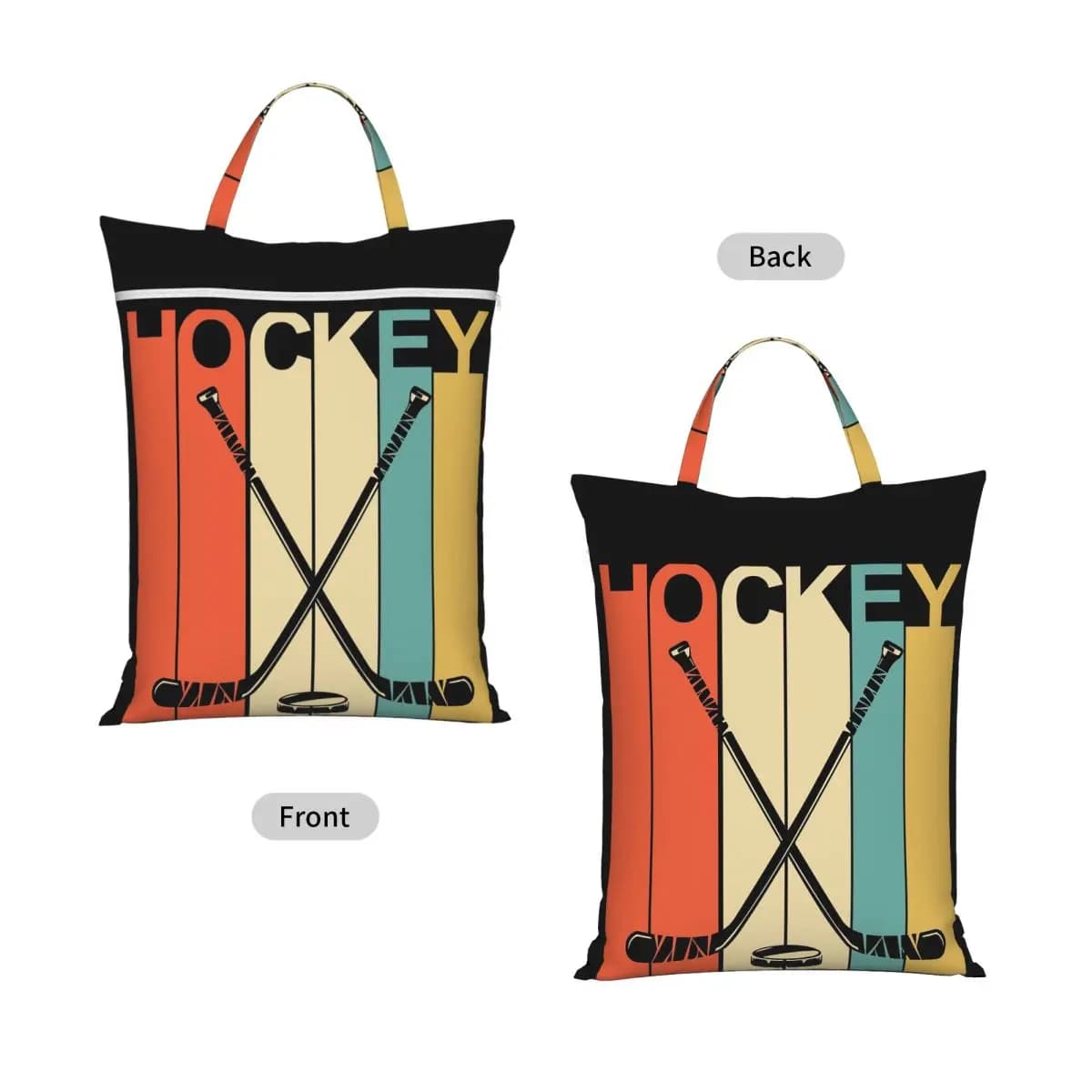 Hockey Vintage Travel Laundry Bag Waterproof Reusable Dirty Clothes Pouch Gym Yoga Vacation Washing Basket