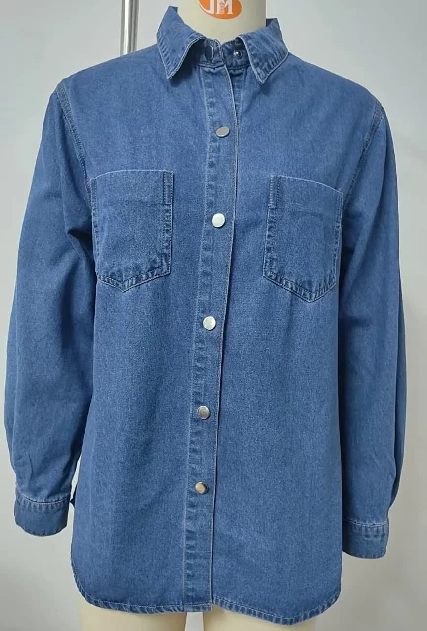 Camicie in denim da donna 2026, giacche Y2K lavate, bluse, capispalla, con tasche, revers, monopetto, streetwear, overshirt, top