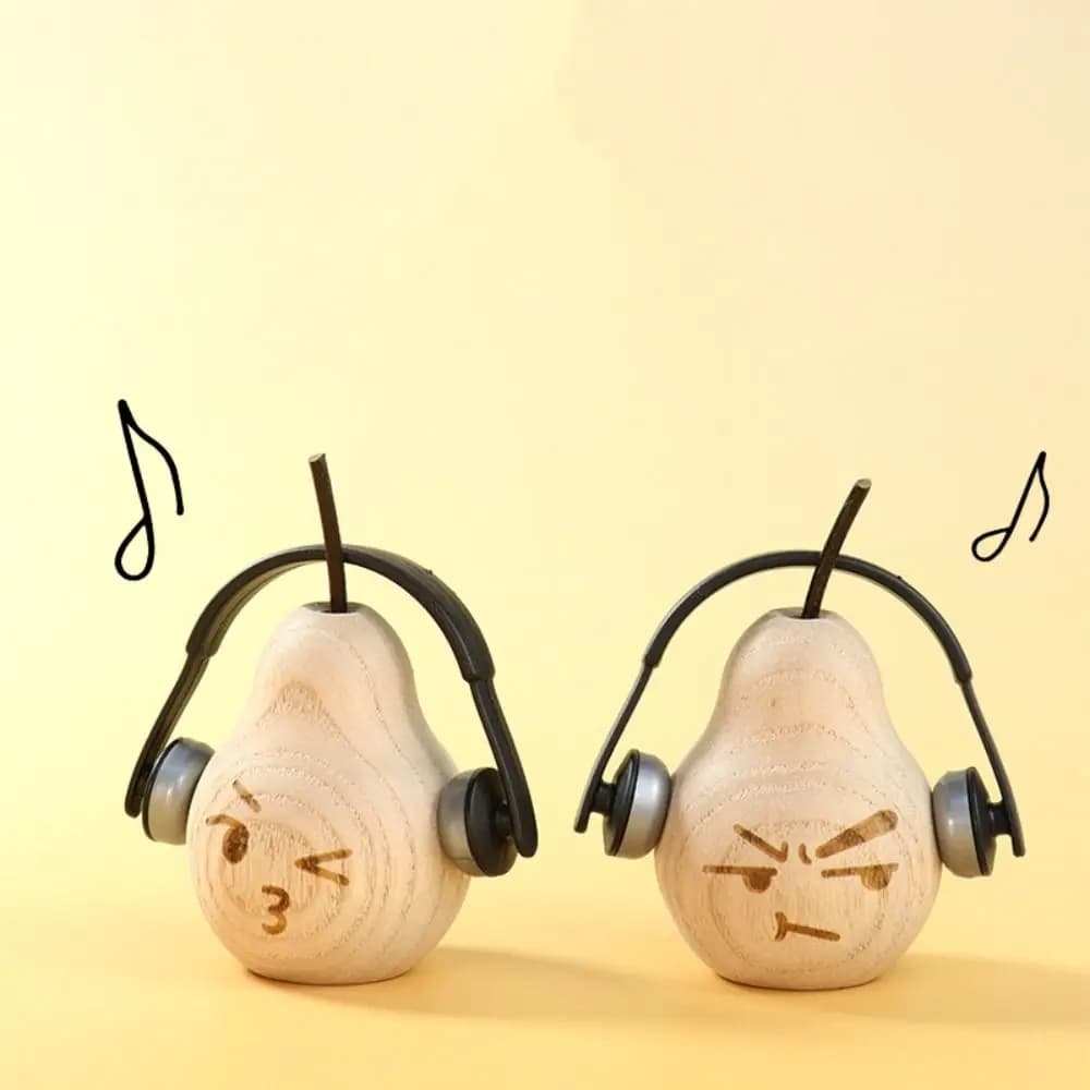2 Pezzi Miniature in Legno Fatte a Mano, Diffusore a Forma di Pera, Graziosa Statua Fai-da-Te, Ornamenti in Legno Naturale Massiccio, Decorazione da Scrivania