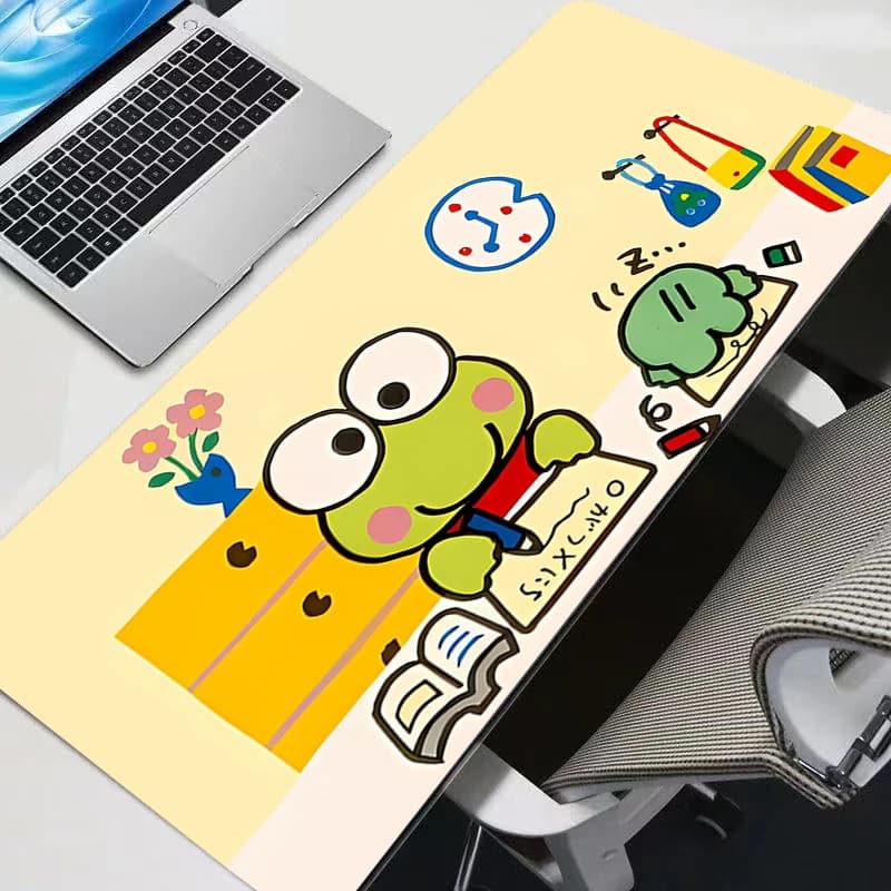 Tappetino per mouse Keroppi, grande XXL, tappetino da scrivania per PC, tappetino da ufficio per giocatori, tappetino resistente per tastiera anime, accessori da gioco, mousepad