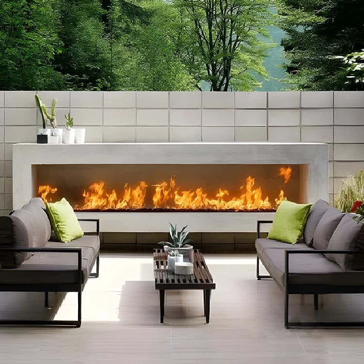 Umidificatore esterno impermeabile 3D Decora camino a vapore 8 LED camino a vapore d'acqua fuoco 200 * 21 * 20 cm