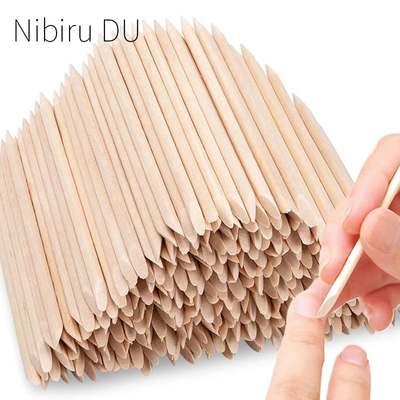 100/50 pezzi bastoncini per unghie in legno arancione doppia faccia spingipelle rimozione strass punteggiatura strumenti nail art manicure pedicure cura