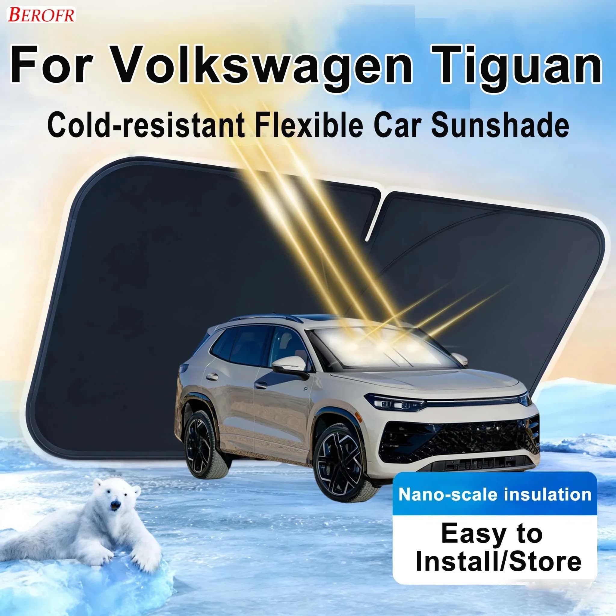For Volkswagen Tiguan 2024-2026 Car Windshield Sunshade Cover Front Window Sun Shade Heat Insulation Summer Auto Accessories