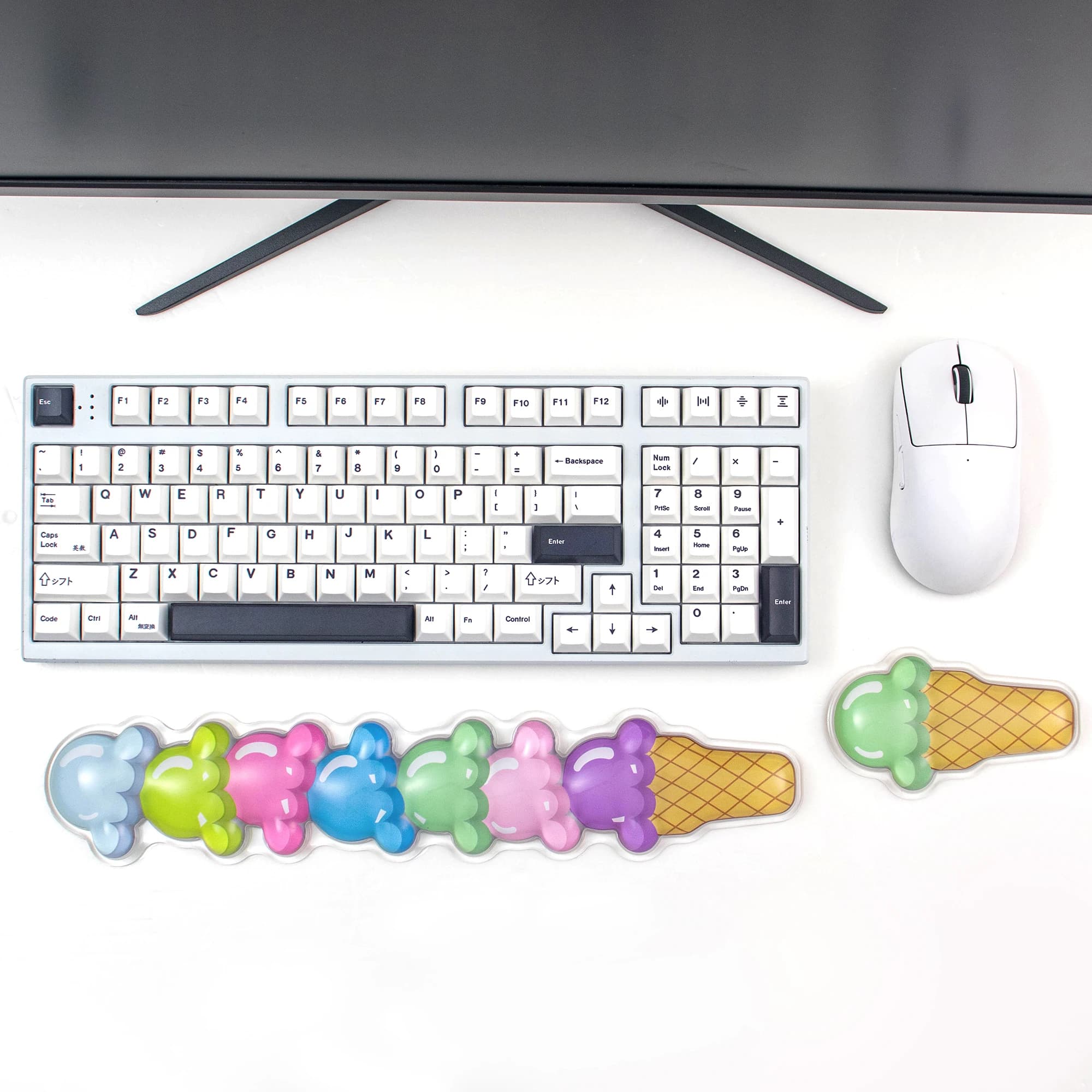 Poggiapolsi Ergonomico in Silicone a Forma di Gelato per Tastiera e Mouse, Cuscino Morbido e Confortevole per Gaming, Ufficio e Laptop