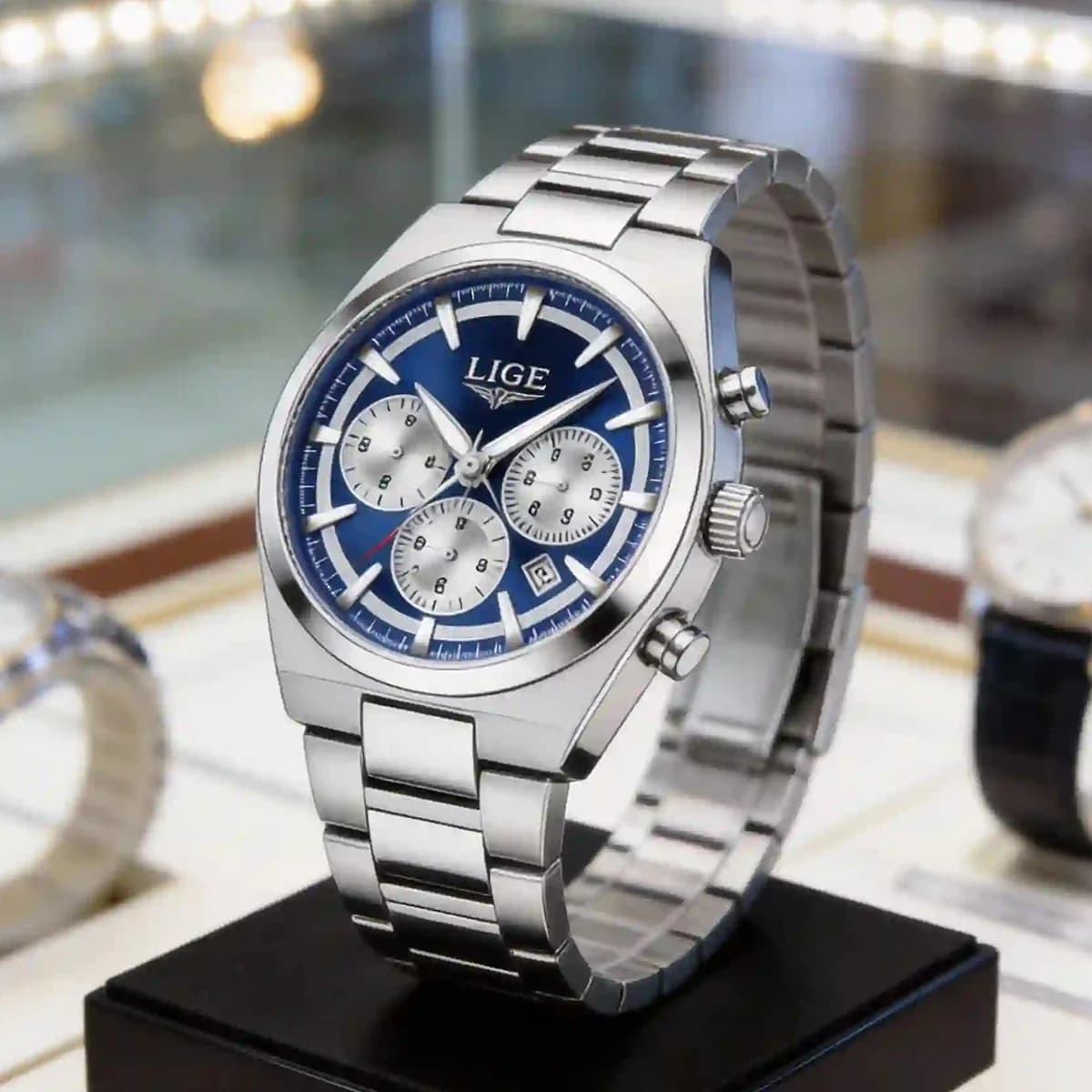Orologio da uomo di lusso LIGE, impermeabile, luminoso, alla moda, da lavoro, con fasi lunari, orologio al quarzo da uomo, Relogio Masculino, Reloj de hombre