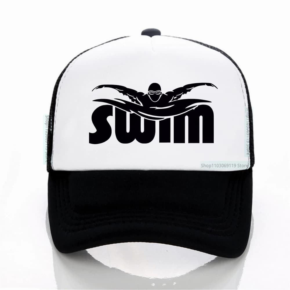 Baseball cap with graphic print for swimming Summer casual sunscreen hat for outdoor fashion Breathable sports truck driver hat net snapback