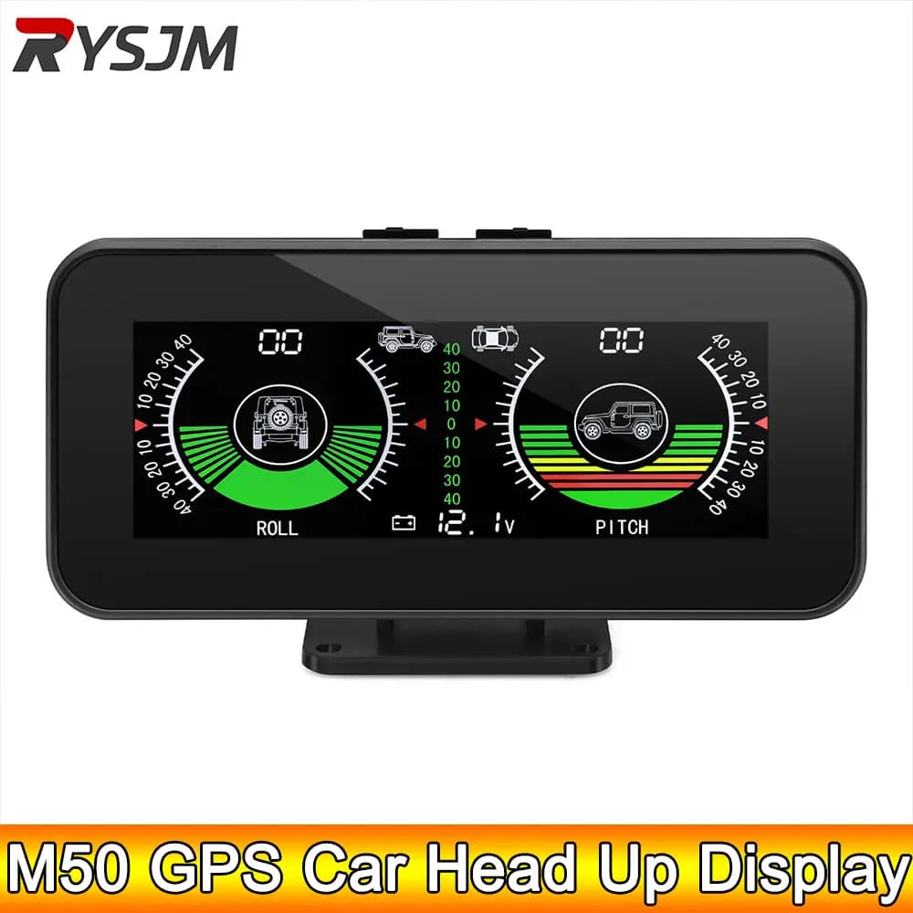 AD M50 HUD Misuratore di pendenza Display digitale Inclinazione Roll Angolo di passo Inclinometro Off Road GPS Inclinometro intelligente Auto intelligente Volt