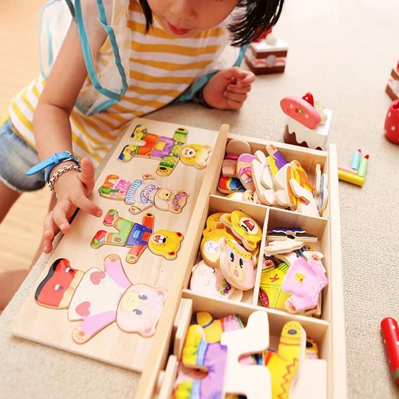 Puzzle in legno per l'apprendimento precoce dei bambini Gioco di vestizione Puzzle per bambini Giocattoli Regali per bambini