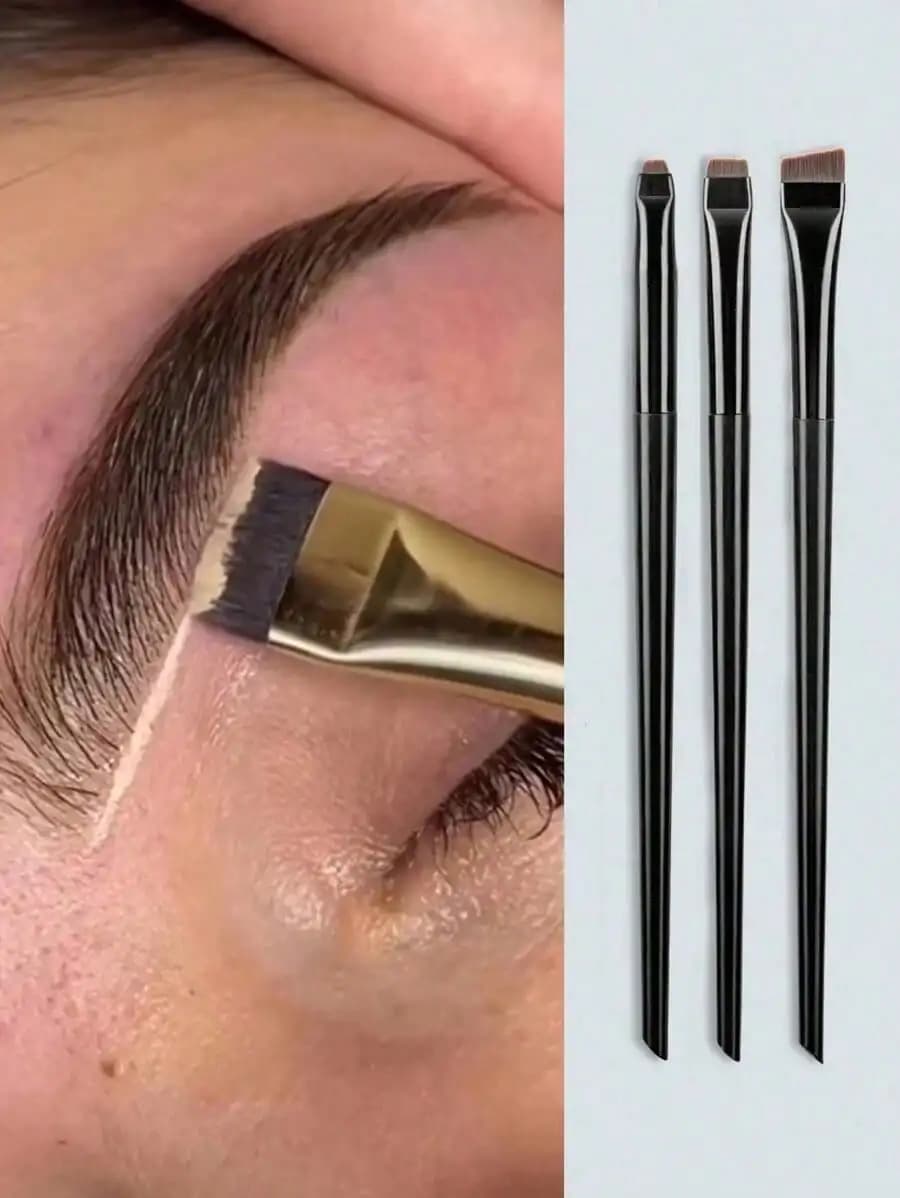 Set di 3 Pennelli per Trucco, Inclusi Pennello Eyeliner Angolato, Pennello Sopracciglia, Pennello Ombretto Ultra Sottile, Pennello Eyeliner a Lama, Pennello Illuminante, Pennello Dettaglio, Set di 3 Pennelli per Trucco Occhi, Pennello Sopracciglia Ultra Sottile, Pennello Angolato a Falcetto, Nuovo 2026 Ultra Sottile