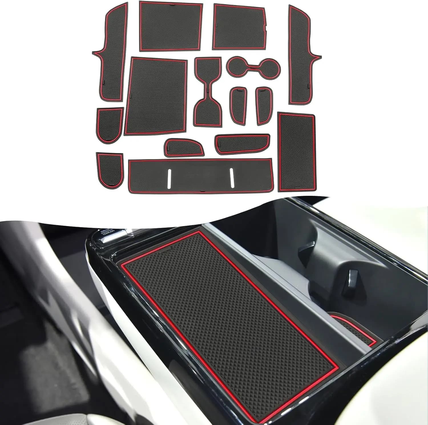 1. Tappetini per Portiere Tucson 2025 2026, Accessori per Hyundai Tucson 2025 2026, Set da 15 Pezzi, Tappetini Antiscivolo per Interni, Inserti per Portabicchieri