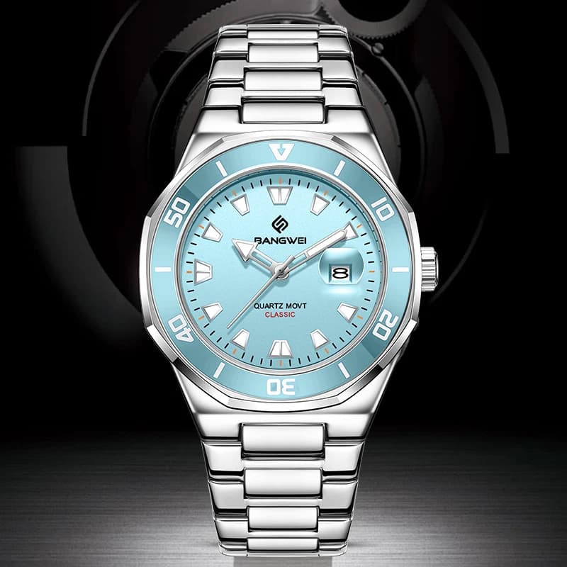 BANGWEI LIGE Quartz Watch Men Waterproof Luminous Wristwatch Comfortable Steel Daily Office Gifts Casual Auto Date Watches Male