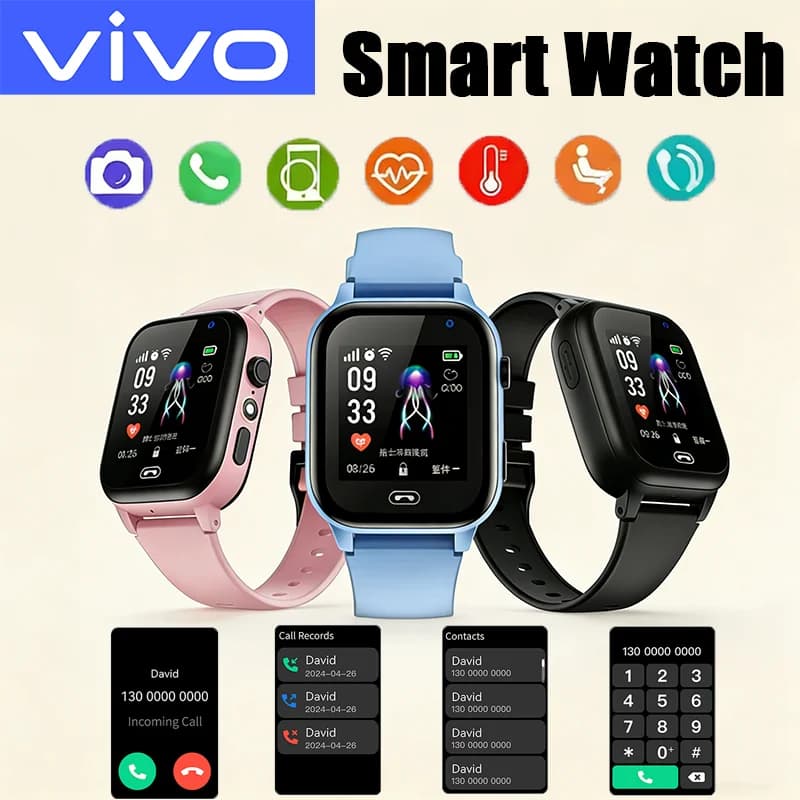 VIVO Mini Children's Phone 4G Smartwatch with SOS Call Camera 3 in 1 Cartoon Watch Christmas Gift for Girls and Boys 2026 New