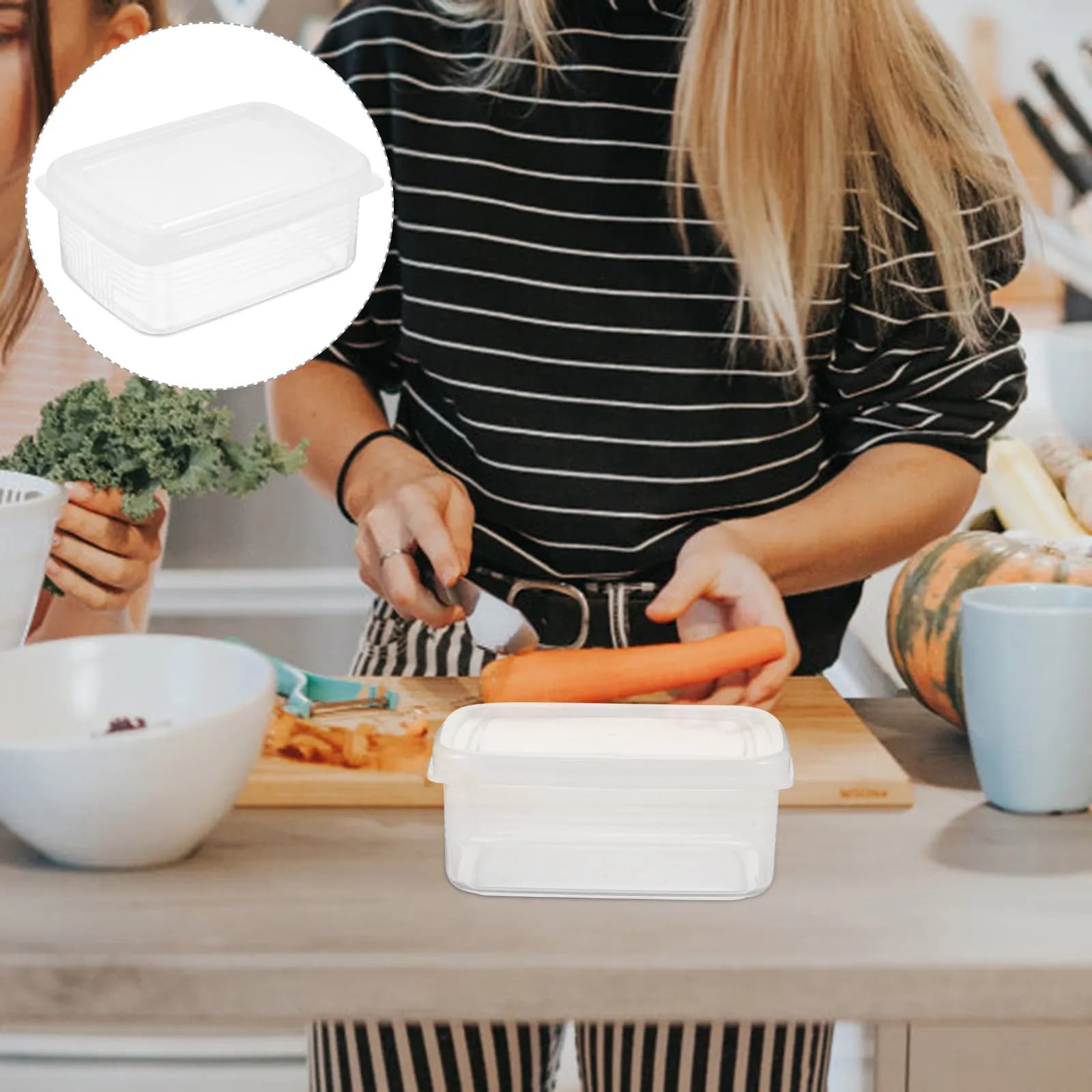 Set di 6 Contenitori per Alimenti da Frigorifero in PP, Scatole per Organizzare Carne, Frutta, Impasti, Pizza e Mantenere la Freschezza