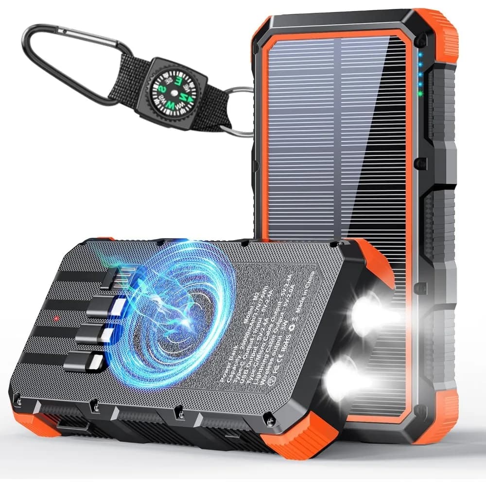Solar-Powered 20000mAh Wireless Charger with Fast Charging and Multiple Ports for Mobile Devices