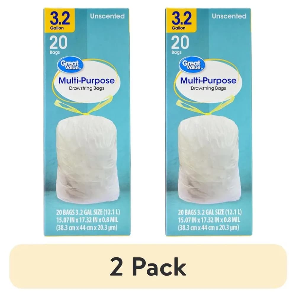 Small Drawstring Trash Bags 3.2 Gallon 20 Count, Unscented Kitchen Bathroom Office Trash Can Liners, Tear Resistant Leakproof Garbage Bags for Small Wastebaskets, Diaper Pail, Bedroom, Car, Dorm Essentials, 3.2 Gal Tall