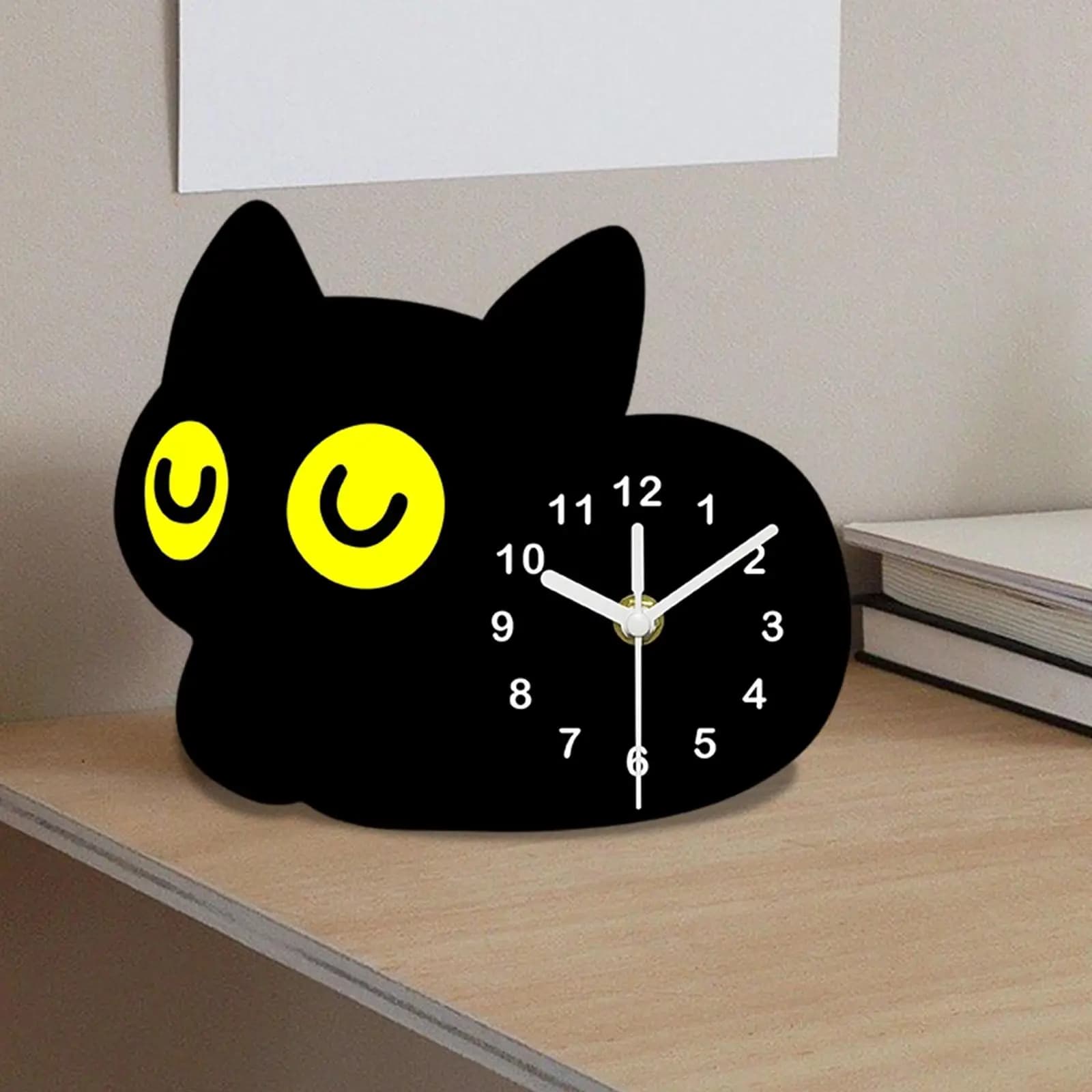 Table Clock decorations for kittens Analog desk clock for cats for children without ticking for classroom, farm, living room