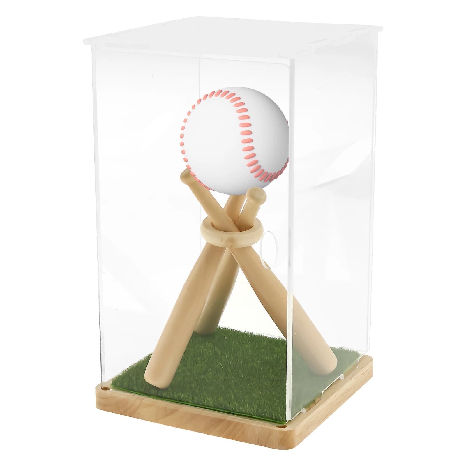 Mini supporto per mazza da baseball in legno con supporto in acrilico trasparente Staffa di supporto per pallina da golf da tennis Beisbol Softball Accessori da baseball