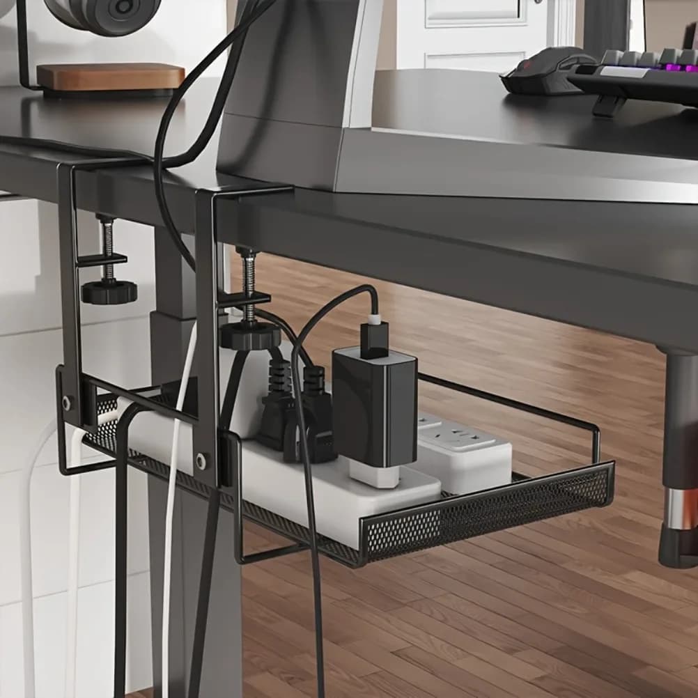 Table Wiring Organizers Storage Rack Under Computer Desk Wifi Router Holder Non Perforated Wire Box Living Room Accessories