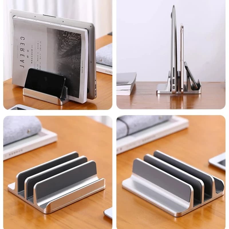 Aluminum Alloy Vertical Laptop Stand Desktop Organizer Holder Anti Slip Storage Bracket for Notebook PC Ipad Tablet Storage