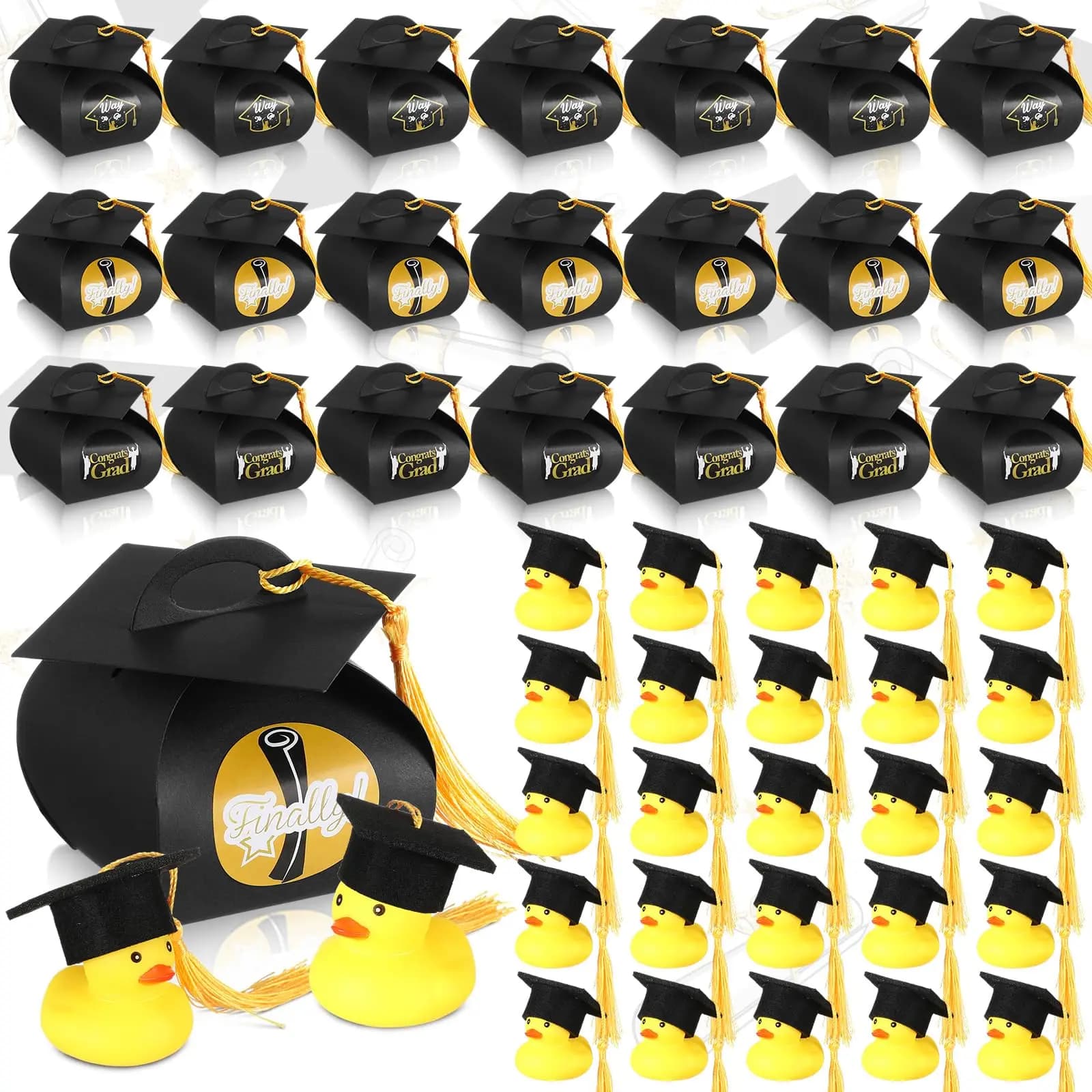 24/48 set of gift boxes with rubber hood for graduation duck with wedding favor for rubber degree Ducky Toy wedding favor for decoration Supplie