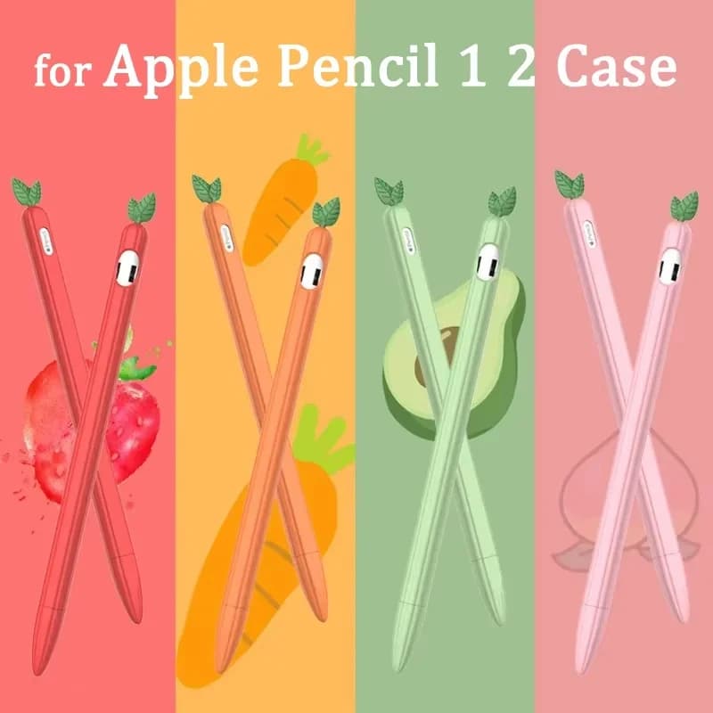Custodia protettiva in silicone vegetale carino per Apple Pencil 1 2 Custodia protettiva per stilo colorato per iPad Pencil 1a 2a generazione Accessori di copertura