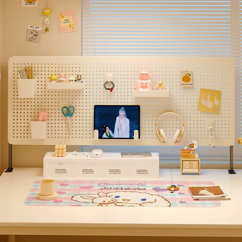 Scaffale da scrivania con pannello forato, senza foratura, per uso domestico e dormitorio, organizer per scrivania, senza marchio registrato
