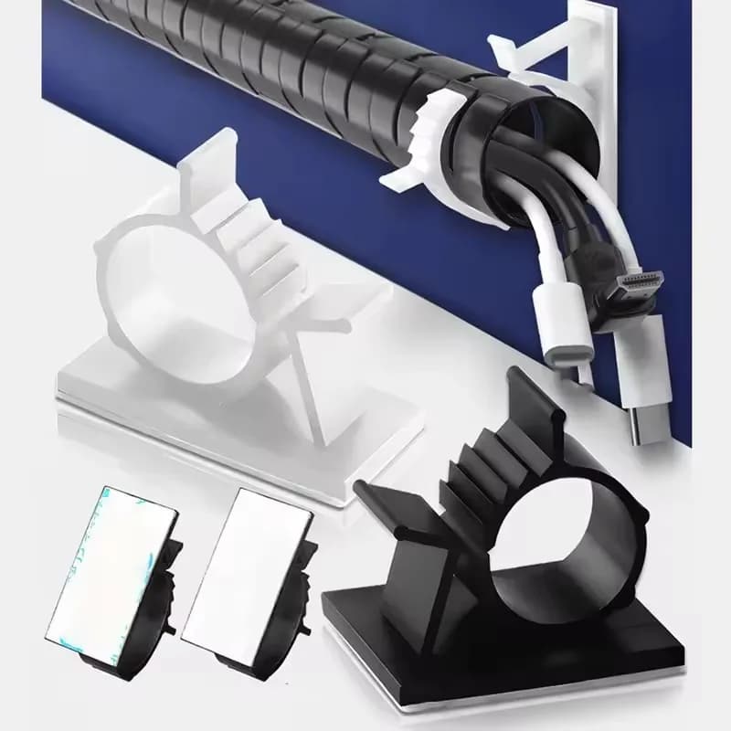 10 clip per cavi autoadesive, supporto per cavo di gestione dei cavi da tavolo regolabile per auto, PC, TV, home office, avvolgicavo di ricarica