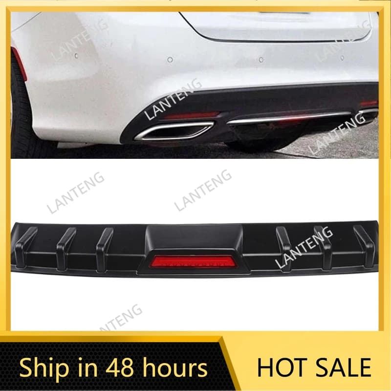 Car Rear Spoiler Bumper Diffuser Lip w/ LED Tail Brake Stop Light For C-hrysler 200 2011-2017 Auto Accessories Parts Black