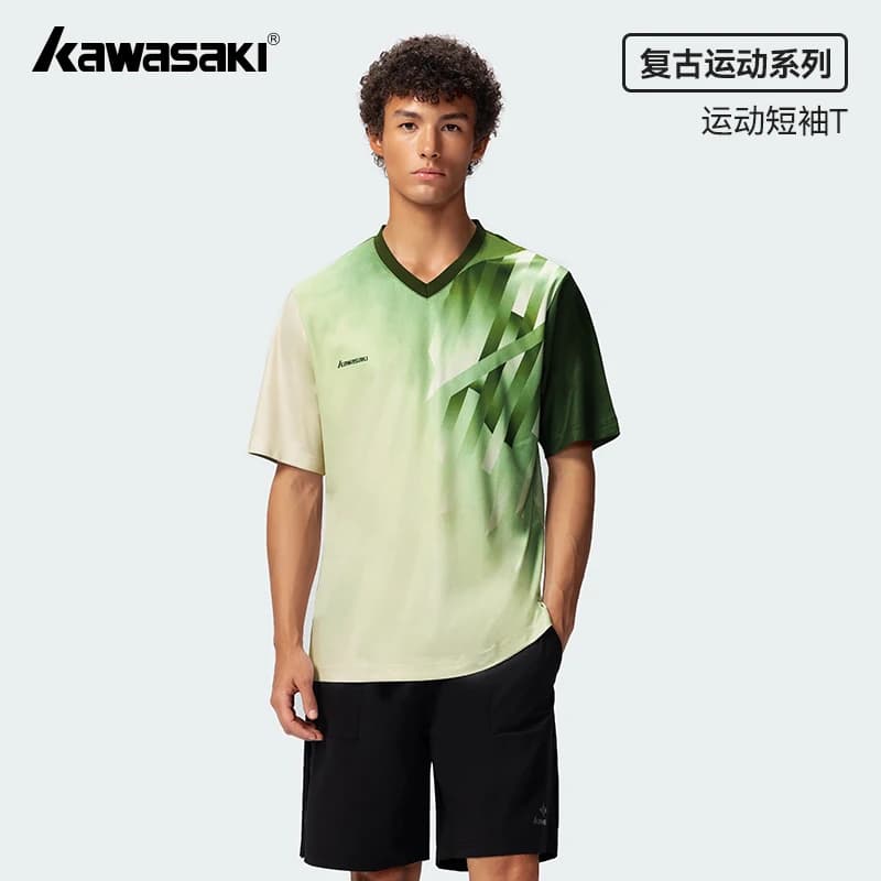 Kawasaki Badminton Clothing 2025 New fashionable casual badminton shirt for multi scenes Motion camiseta pade C1021