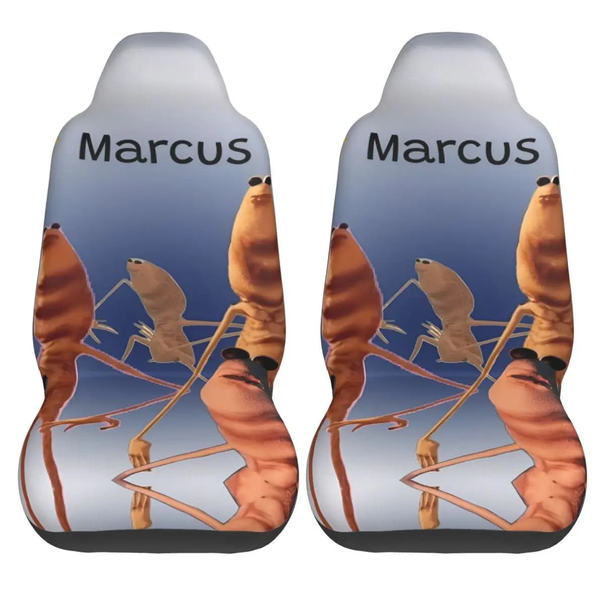 Marcus The Worm Meme Car Seat Covers for Fun Cars in Two Pieces Polyester Stretched Seat Covers for Taxi