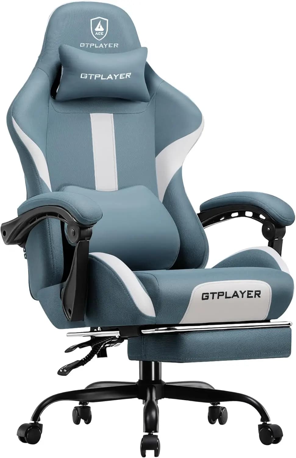 Sedia da Gaming Ergonomica da Ufficio con Poggiapiedi e Cuscino a Molle Insacchettate, Sedia da Scrivania con Schienale Alto, Poggiatesta e Supporto Lombare