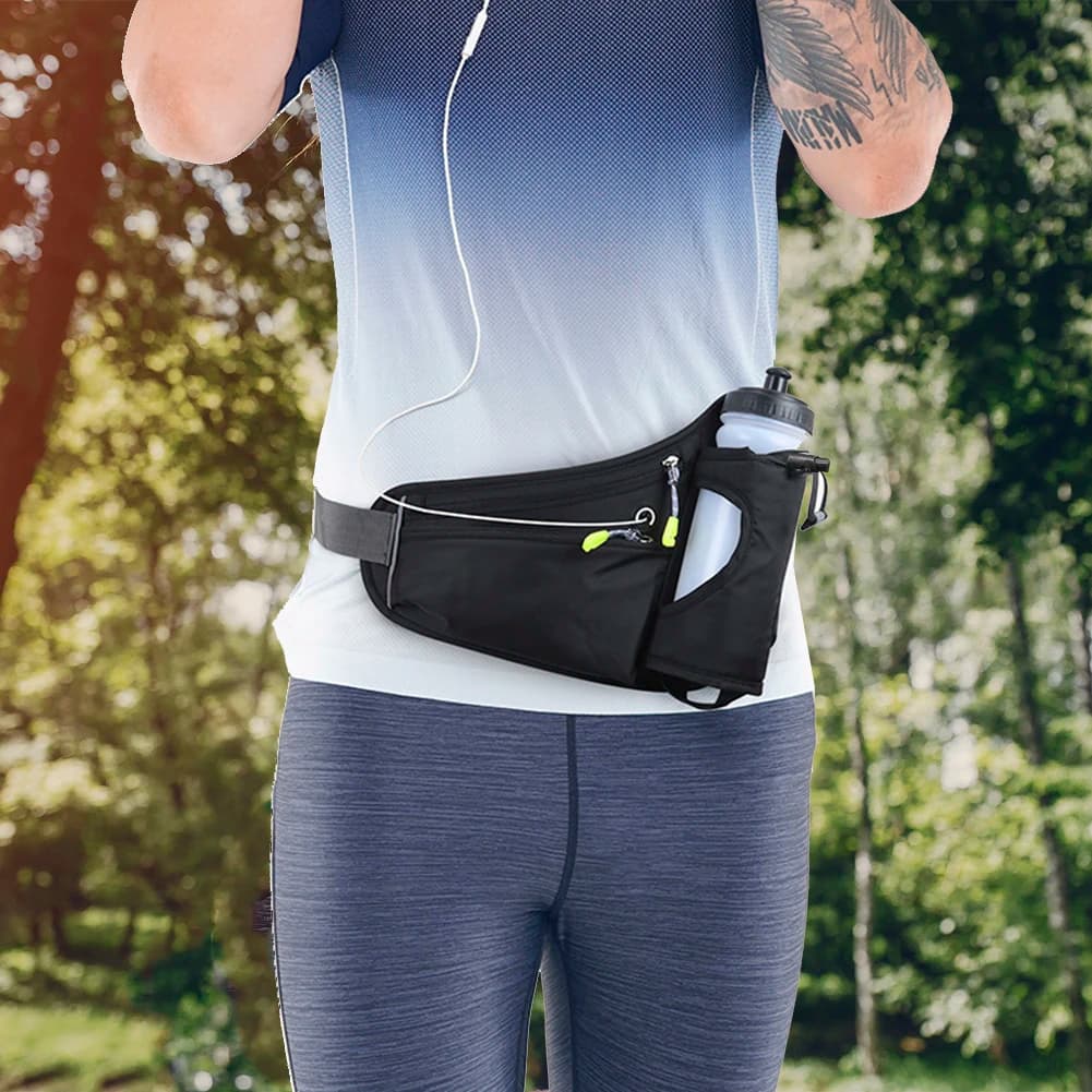Sport Waist Pack Large Capacity Hydration Belt Pack Multifunction Water Bottle Holder Bag Waterproof for Running Cycling