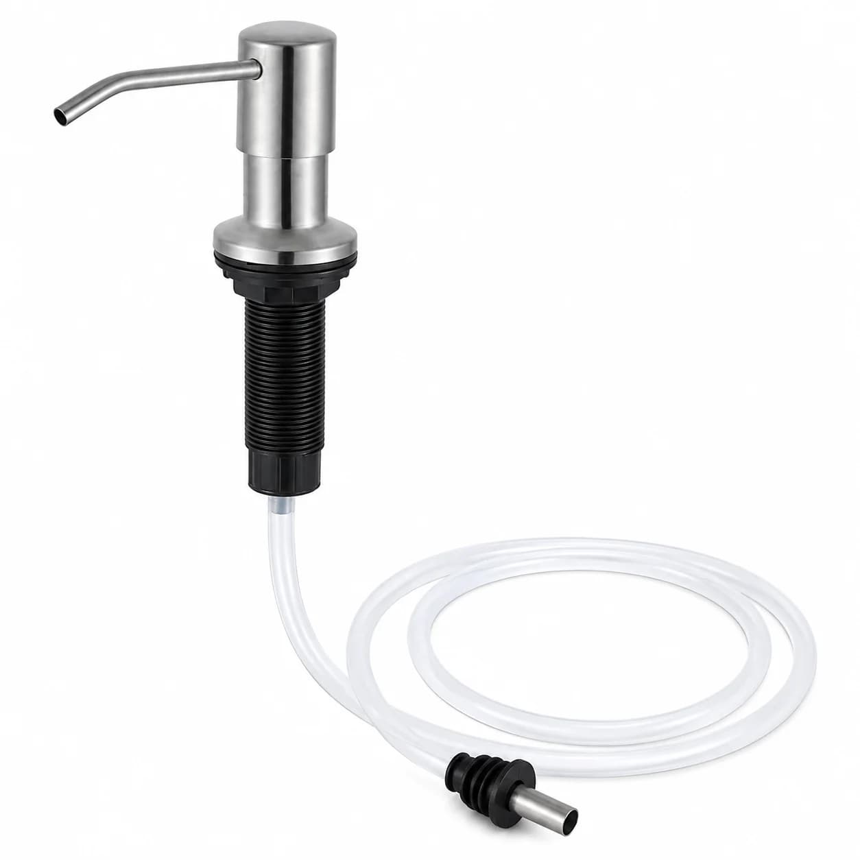 Dispenser di sapone per lavello a pressione in acciaio inossidabile 304 da 17 once/500 ml con tubo di prolunga da 120 mm Pompa per sapone liquido per cucina e bagno