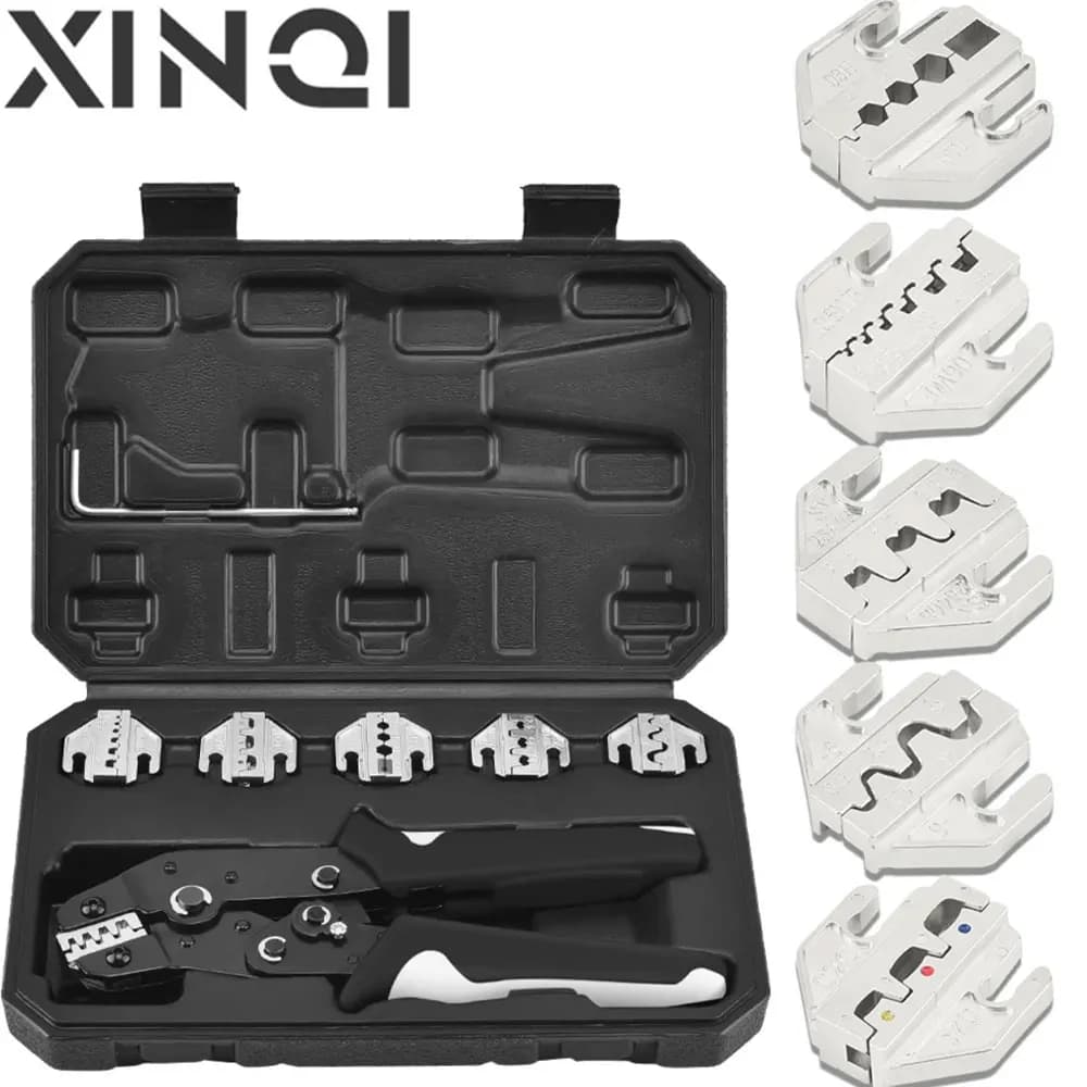 XINQI Crimping Pliers Kit Quick Jaw Replacement for Tab 2.8/4.8/6.3/Tube/Photovoltaic/Insuated/Dupont Terminals Electrical Tool