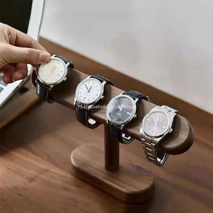 Walnut display for watches, jewellery, chains and anklets, bench organizer